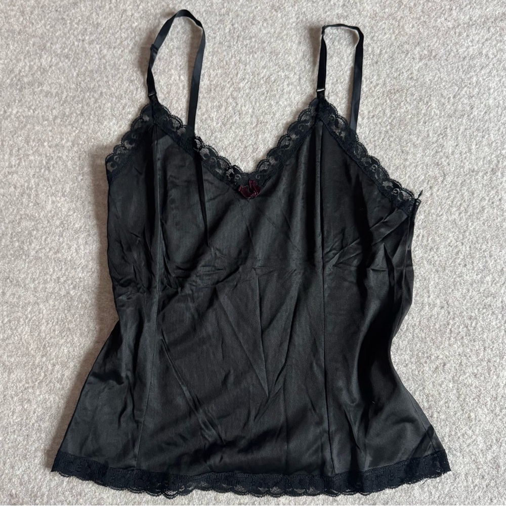 Elegant Black Lace Trim Camisole